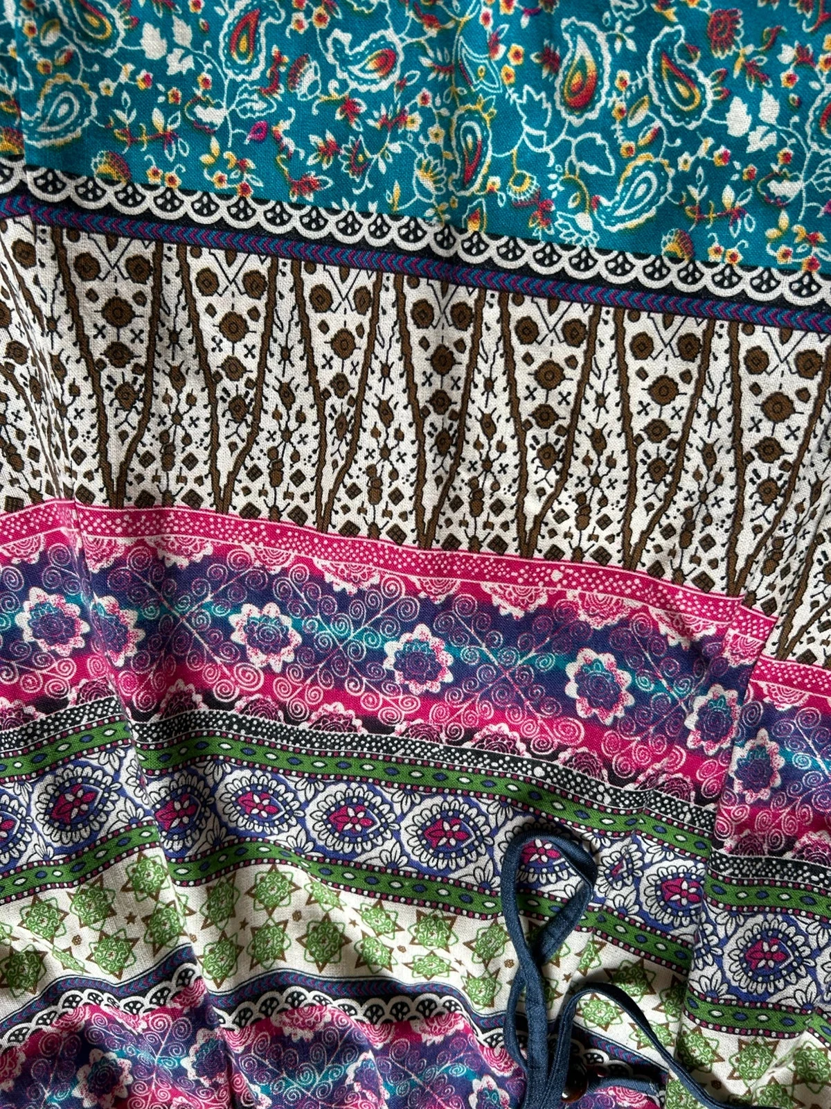 🩵🌿Jupe robe 2-in-1 Boheemse Ambachtelijke Vintage Folk Handgemaakte Etnische Hippy Rok Jurk 36/38🌿💜 – photo 15